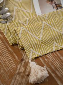 1 pièce Chemin de table style campagne avec franges, convient pour la décoration de table à la maison, en fête, à l'hôtel ou au restaurant