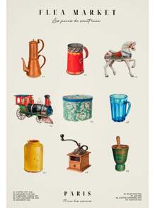 1 件复古跳蚤市场佛罗伦萨旧古董海报印刷装饰帆布画客厅卧室房间墙壁艺术家居装饰无框架 - 彩色 - 查看 26