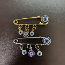 Elegante Broche de Alfinete de Olho Grego Azul, Clipe de Lenço Feminino, Joia