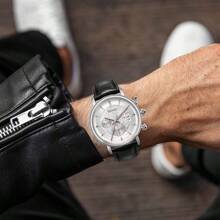 Deesio 1 pieza Reloj de cuarzo casual para hombres con correa de cuero, caja de acero inoxidable 316L, mejor opción de regalo