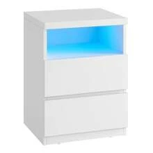 VASAGLE Nightstand With Adjustable LED Light, Bedside Table With Drawers, Side Table, For Bedroom, Living Room, Modern Minimalist Style, White - UK Plug(220-240V) - View 7