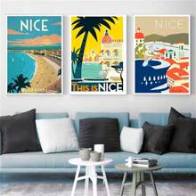 2pcs No Frame Modern Travel Wall Arts Posters Travel To Greece Athens Rhodes Island Wall Art Canvas,Provence Nice France Painting And Japan Beach City Summer Hiroshi Nagai Vaporwave PrintsVintage Posters Fishing Boats Seascape Home Room Decoration Nordic Wall Pictures Living Room Decor Gifts Birthday Graduation