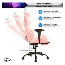 Gaming Chair Racing Style Office Computer Game Chair Ergonomic Desk Chair With Headrest Lumbar Support,High Back Gamer Office Chair Massage Recliner Video Game Chairs For Kids Or Adults,Pink