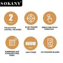 SOKANY SOKANY-02007 Multifunctional Mixing Stick, Stainless Steel Electric Handheld Mixer, Detachable Mixing Stick, Easy To Clean, Very Suitable For Smoothies, Mud, Milkshakes, Soups And Food Black Handle, . Kitchen Essentials, Food Mixers, Ergonomic Handles, Stainless Steel Mixers, Kitchen Mixers