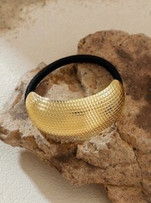 1pc Metallic Gold Elastic Hair Tie, High-End Quality Gold Rope Hair Accessory, Elegant Ponytail Decoration Hair Scrunchie Back To School