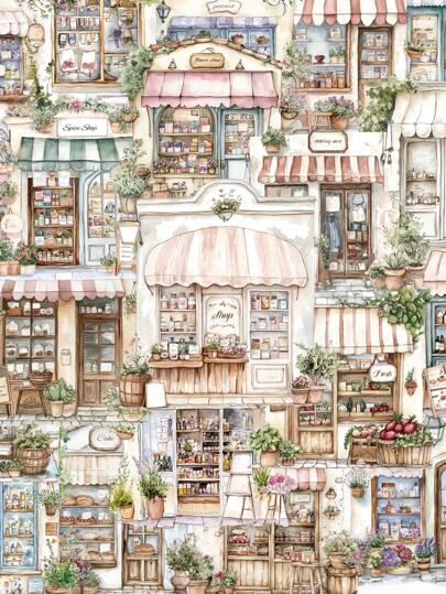 50pcs Watercolor Storefront Stickers Notepad Accessories Handbook Decorative Stickers PET Material,School Supplies,Back To School