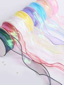 4.0cm/1 Roll About 10 Meters, Colorful Fishtail Yarn Ribbon Ribbon Ribbon Flower Packaging Ribbon Diy Packaging With Colorful Lace Ribbon, Gift Decoration Ribbon, Bag Flower Ribbon, Mother's Day Flower Decoration/Festive Atmosphere Decoration Ribbon, Life Decoration Ribbon, Party Decoration Ribbon