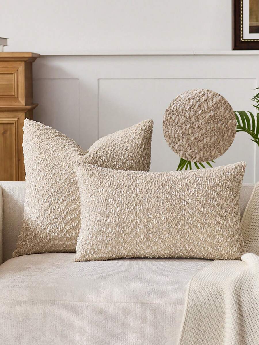 1pc/2pcs Chenille Pillow Case, Soft Textured Decorative Throw Pillow Cover, For Sofa, Bed, Home Decor, 45 X 45 Cm,Fall Decor,Autumn Decor,Room Decor