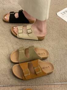 Sandalias de plataforma para mujer, sandalias planas con decoración metálica, cómodas sandalias casuales para vacaciones de verano, playa, exteriores