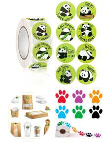 500pcs Cute Panda Paw Stickers, Mini Inspirational Colorful Stickers, 50pcs Cartoon Doodle Reminder Stickers, DIY Labels Decal Stickers For Gift Wrapping, Laptops, IPads, Guitars, Water Bottles, Diaries, Bumpers, Skateboards, Phones