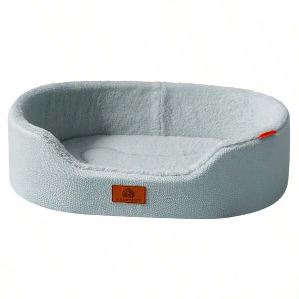 [Ins Nordic Style] Removable Lychee Pattern PU Leather Dog Bed, Anti-Slip Sturdy Base All-Season Mat, Suitable For Living Room & Bedroom, Medium & Large Breeds Dog & Cat