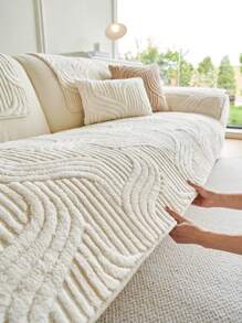 1 szt. Pokrowiec na sofę w stylu boho, jednokolorowy, puszysty – pikowany, antypoślizgowy, odpowiedni na każdą porę roku, łatwy w pielęgnacji, nadający się do prania w pralce, przyjazny dla zwierząt, miękki i wygodny – idealny do salonu, sypialni, biura, wystroju domu, ochrona sofy dla kombinacji od jedno- do trzyosobowej.