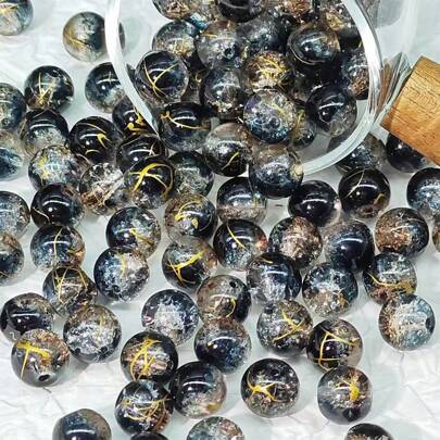 100 pezzi/200 pezzi Perline a doppio colore da 8 mm in filo d'oro spazzolato e resina, accessori fatti a mano per gioielli fai-da-te per bracciali, collane, orecchini, riempimenti per vasi, bottiglie dei desideri