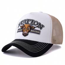 JZML 1pc Men's Letter & Bull Embroidered Trucker Hat