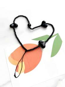 1pc New Fashionable Mobile Phone Hanging Rope Short Style Female Creative Black Heart Beaded Phone Chain Accessories Earphone Bag Decoration Suitable For Giving Girlfriend Holiday Gifts