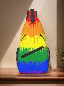 Flag Rainbow Men's Fashion Chest Bag, Shoulder Bag, Crossbody Bag, Sports Bag, Travel Bag, Suitable For Daily Travel, Business, Work, Campus, Etc., The Perfect Holiday Gift Suitable For Teen Summer Casual Outdoor Athletic Or Vacation Travel Or Graduation Gifts Or Birthday Dress Accessories