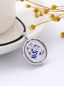 1 件动漫奥术金克斯蓝玫瑰旋转吊坠项链、女士珠宝、海滩派对纪念礼物