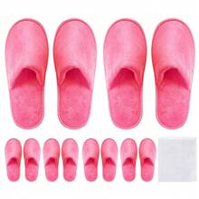 6 Pairs Disposable Slippers | Guest Slippers | Washable & Reusable | Non Slip Closed Toe Crystal Velvet Slipper For Guest | Warm Soft Breathable | Suit For Bathroom,House, Hotel, Party, SPA, Wedding | Gift For Friends And Family