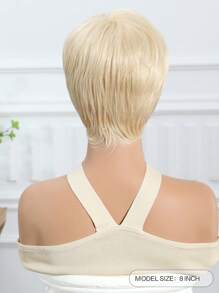 High Quality And Comfortable 8 Inch Blonde Natural Texture Short Straight Wig With Bangs Ladies Synthetic Heat Resistant Wig For Women Girls Everyday Party Cosplay Fashion Wig - Gold - View 6