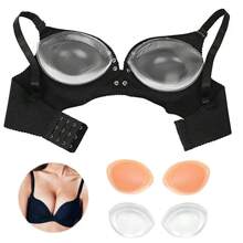 2 PCS [Bra Inserts] Invisible Anti-Convex 1 Pair Silicone Bra Inserts - Push-Up Enhancer Pads For Women, Reusable & Washable, Smooth Surface, Lingerie Accessories,Super Soft Breast Pads, Bra Push Up Cleavage Enhancer Pads, Non-Slip Sticky Breast Push Up Pads Enhancer Summer Cooling,Beach,Travel