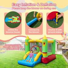 Inflatable Bounce House W/ Slide Jumping Area & Basketball Hoop Blower Excluded - Nhiều màu - Xem 8