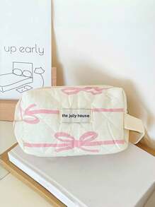 1 Pc Korean Style Pink Bowknot Makeup Bag Travel Large Cosmetic Storage Bag Portable Washing Bag