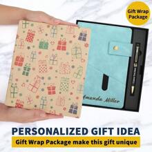 1 件个性化日记本笔记本，个性化精装笔记本带笔套装，A5 定制横线日记本，适合女性和男性，生日，最好的朋友，姐妹，母亲节礼物（天蓝色） - 彩色 - 查看 3