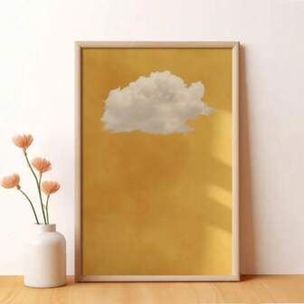 1pc Mustard Yellow Abstract Cloud Canvas Art Print - Frameless Minimalist Decoration, Warm And Comfortable, Suitable For Living Rooms, Bedrooms, Kitchens, Bathrooms, Offices, Cafes, Very Suitable For Room Decoration- Modern Home Dining Room