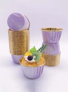 50pcs Marble Texture Disposable Cupcake Liners, Heat-Resistant Glossy Paper Cups, Muffin Molds, Baking Tools, Rimmed Cupcake Cups, Cake Trays, Suitable For Weddings, Easter, Mother's Day, Ramadan, Graduation, Birthday Party - Multicolor - View 22