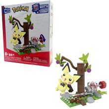 Mattel MEGA Action Figure Building Toys Set, Pichu's Forest Forage With 84 Pieces, Motion And 1 Poseable And Buildable Character