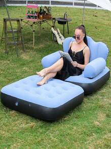 1 Stück aufblasbares Sofa, aufblasbarer Campingstuhl, aufblasbares lässiges Sofa, aufblasbarer Stuhl, faltbarer tragbarer aufblasbarer Liegesessel, für Wohnzimmer, Schlafzimmer, Arbeitszimmer, Balkon, Outdoor-Camping, einfach zu verstauen und zu transportieren, Lässig & Unterhaltung, Studentenwohnheim, kann als Matratze verwendet werden