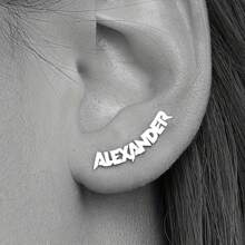 1pc Personalized Letter Name Earrings For Women, Punk Style Customized Stainless Steel Jewelry Earrings, Birthday Gift,New Year Glamour - Multicolor - View 5