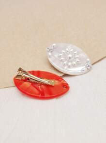 2 piezas de Clip lateral de acetato con estilo de palacio rojo y blanco, accesorio de pelo versátil con perlas