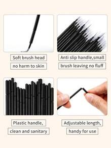 Mini Eyelash Extension Applicator Tool, Designed For Precise Glue Removal, With Mini Brush Head And Mini Cleaning Brush - Black - View 6
