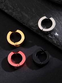 Simple Punk Hip-Hop No Piercing Stainless Steel Clip On Earrings, Fashionable Jewelry For Men Daily Wear