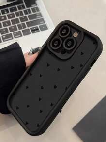 New High-End Embossed Texture Thick Shockproof Black Heart Painting Phone Case Cover Compatible With Iphone 16/16Pro/16Plus/16ProMax/15ProMax, Apple P13, P14, P11, P16 Soft Shell, P12, XS/XR/7/8, P7/8G ES2, Galaxy S25