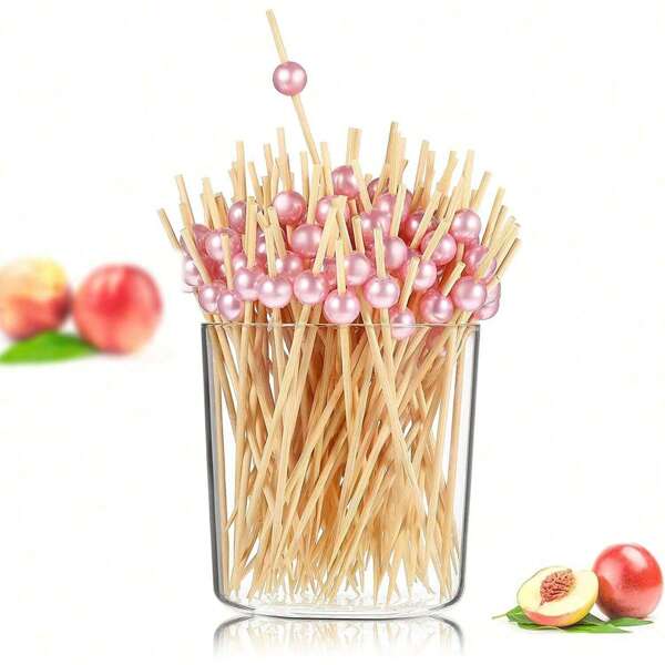 200/100/50/10 piezas Pinchos de fruta de bambú (Múltiples tamaños disponibles) Brochetas mini de 9cm para aperitivos, frutas y postres, adecuadas para picnics al aire libre, fiestas, cumpleaños