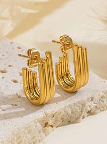 1 par de pendientes geométricos asimétricos en capas de acero inoxidable con líneas