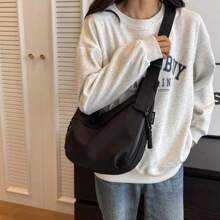 Fashion Street Style Shoulder Bag, Simple Handbag, Large Capacity Fashion Travel Crossbody Bag, Elegant Canvas Bags