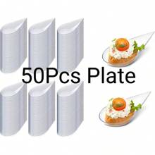 10/20/30/50 4inch Tear Drop Mini Appetizer Plates, Clean Plastic Dishes , Desserts And Appetizers Dishes Serving Plate Small Catering Dessert Tasting Cups For Afternoon Tea Time Mini Dessert - trong suốt - Xem 9