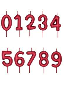 96pcs Red Digit 0-9 Candles For Birthday Party Cake Decoration - Red - View 5