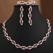 Juego de 4 piezas, accesorios de joyería europeos y americanos, accesorios de moda, pulsera exquisita, accesorios para fiestas, regalos de cumpleaños, regalos de fiesta, regalos festivos, joyería nupcial, conjunto de collar, pulsera y pendientes nupciales y de boda