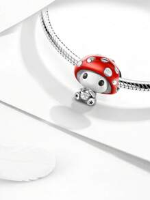 1pc Fashion Bright Red Heart Pendant Bead, Suitable For Women's Bracelet DIY Jewelry Making - Mushroom - View 5