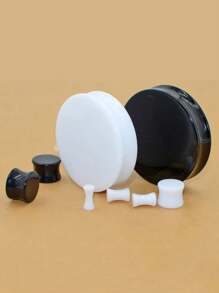 一对亚克力耳塞白色和黑色和透明大号耳朵拉伸器大号马鞍形肉道扩张器 3-50 毫米身体穿孔首饰