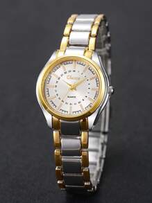 1 件女士优雅奢华简约数字刻度小表盘石英腕表配钢带（不含表盒） - 白色 - 查看 7