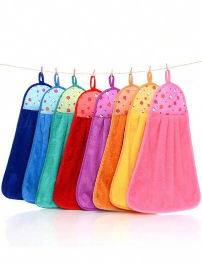 1 pieza/5 piezas/10 piezas/20 piezas Toallas de mano de felpa de coral, altamente absorbentes para la cocina y el baño, colores aleatorios