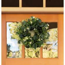 1pc Artificial Wreath 40*40cm/35*35cm, Eucalyptus Leaves Wreath, Baby's Breath & Bamboo Leaves Wreath, Suitable For Home Decoration, Hotel Decor, Display Windows, Corridors, Wedding Scenes, Artificial Green Plants Leaves, Valentine's Day Gift, Cake Decoration, Candy Box, Birthday Party Decor, Wedding Basket, Bedroom, Windowsill Decor, Valentine's Day, New Year Decor, Outdoor Garden, Back To School Gifts Graduation