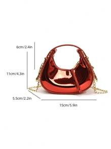 Sac à main miniature boîte de lune brillante, sac à bandoulière/sac banane à la mode holographique en forme de croissant de lune rouge, étui à rouge à lèvres, pochette pour écouteurs, porte-monnaie, pour le bureau et les déplacements au printemps/été