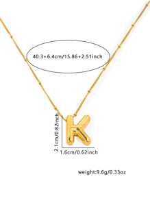 1 pièce Collier pendentif à lettre initiale de ballon à bulles en acier inoxydable plaqué or épais pour femmes et hommes, bijoux de mode personnalisés