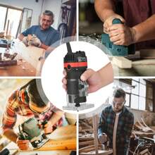 Fresadora de madera compacta, fresadora portátil de mano para carpintería con 33 000 RPM, función similar a una recortadora, viene con 15 brocas para fresadora para proyectos de carpintería de bricolaje